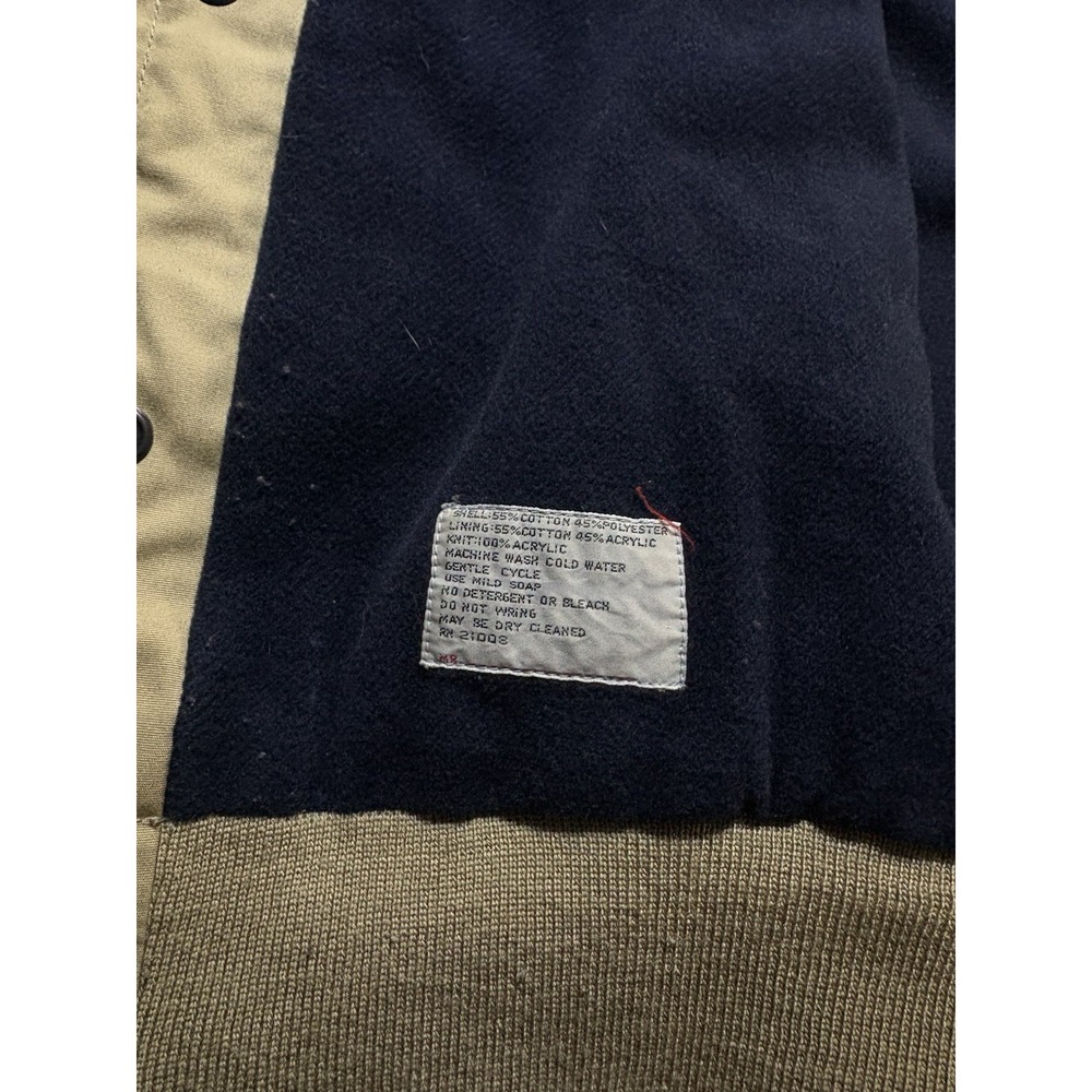 Vintage 70s Izod Lacoste Bomber Jacket Mens XL Beige Fleece Lined Packable Hood - Picture 13 of 16